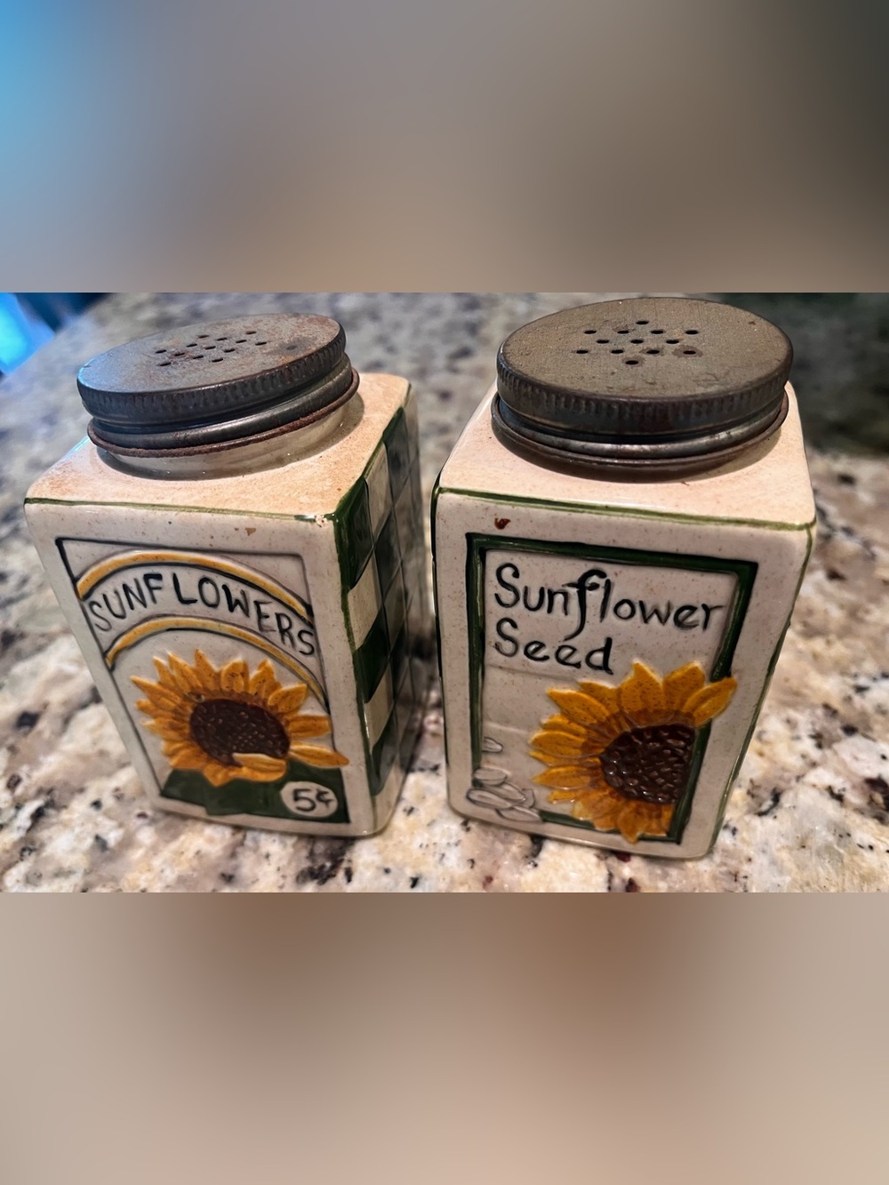Sunflower Seed Ceramic Salt and Pepper Shakers